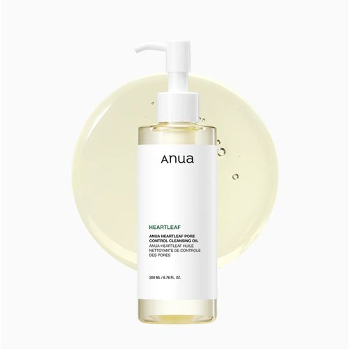 ANUA Heartleaf Pore Control Cleansing Oil – Korean cleansing oil with Heartleaf extract, controls excess oil, cleans pores deeply, removes makeup and sunscreen, gentle on sensitive and acne-prone skin.