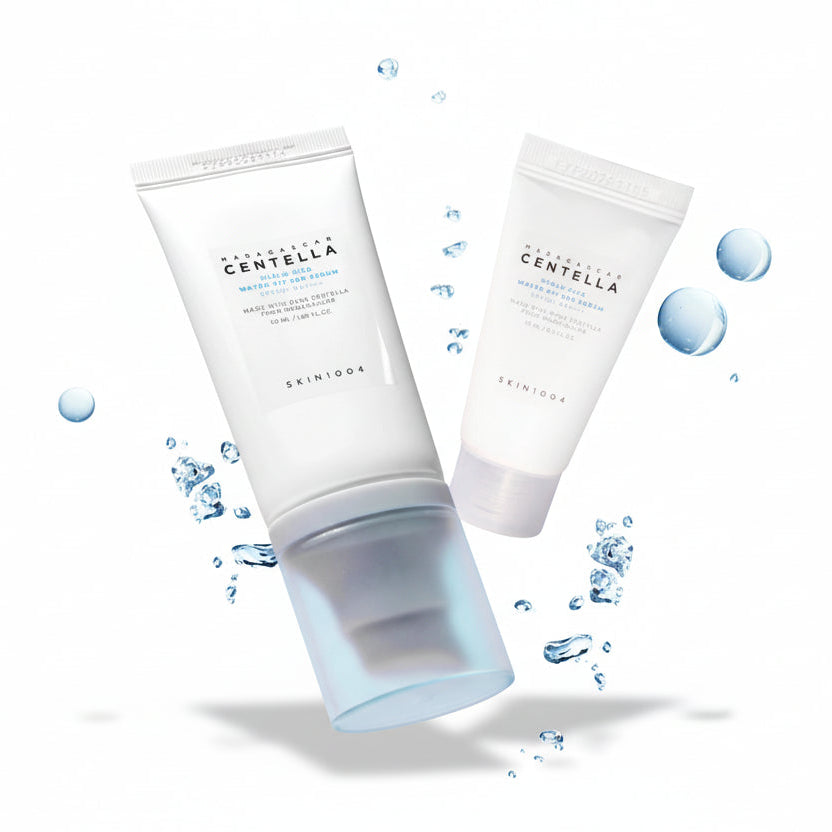 Skin1004 Hyalu-Cica Water-Fit Sun Serum Value Set 50ml + 15ml – Korean sunscreen serum duo with hyaluronic acid and Centella Asiatica, provides hydration and broad-spectrum UV protection, soothing, lightweight, suitable for all skin types.