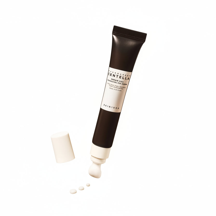 SKIN1004 Madagascar Centella Probio-Cica Bakuchiol Eye Cream 20ml – Korean eye cream with bakuchiol and Centella Asiatica, firms and smooths fine lines, soothes sensitive skin, supports skin barrier, suitable for all skin types.