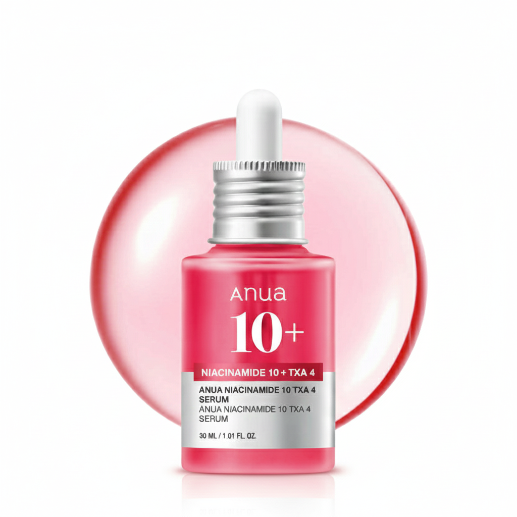 ANUA Niacinamide 10% + TXA 4% Serum – Korean brightening serum with niacinamide and tranexamic acid, reduces dark spots and hyperpigmentation, evens skin tone, hydrates and soothes, suitable for all skin types.