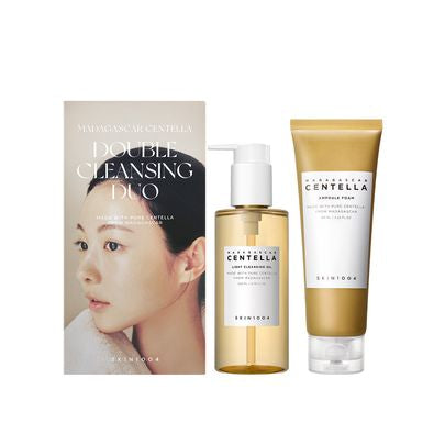 SKIN1004 Centella Double Cleansing Duo – Korean double cleansing set with Centella Asiatica, gently removes makeup and impurities, soothes sensitive skin, supports skin barrier, suitable for all skin types.