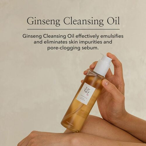 Beauty of Joseon Ginseng Cleansing Oil 210ml – Korean oil cleanser with ginseng extract, removes makeup and sunscreen, deep pore cleansing, suitable for all skin types, original Korean skincare product.